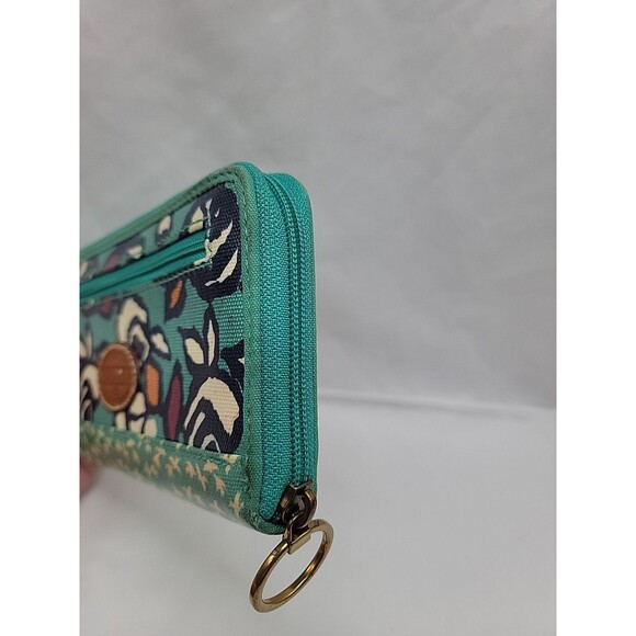 Fossil Coated Canvas Wallet Floral Zip Around Multicolored 8x4.5 - Picture 5 of 8
